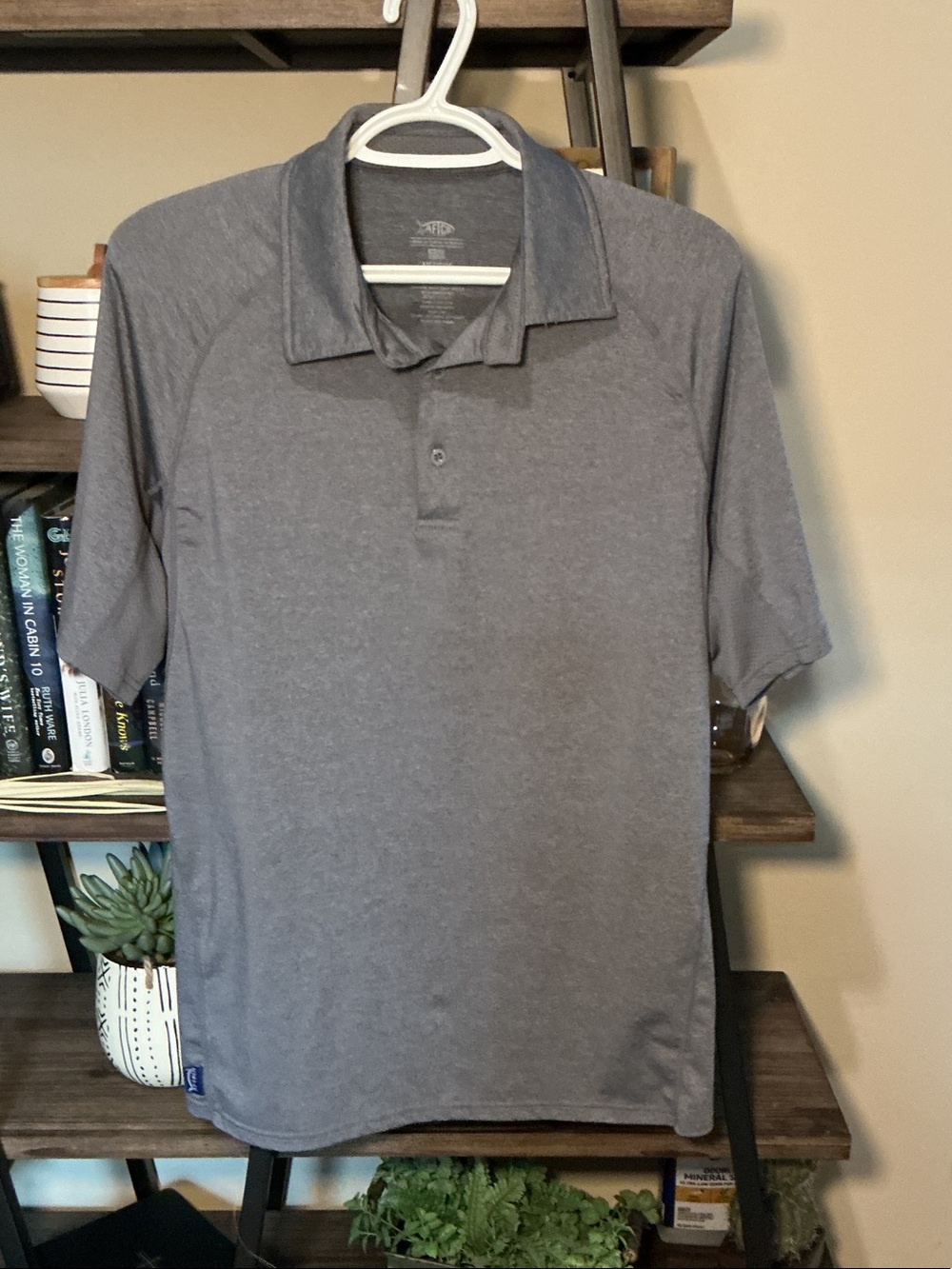 AFTCO Men's Heather Gray Performance Polo Size M